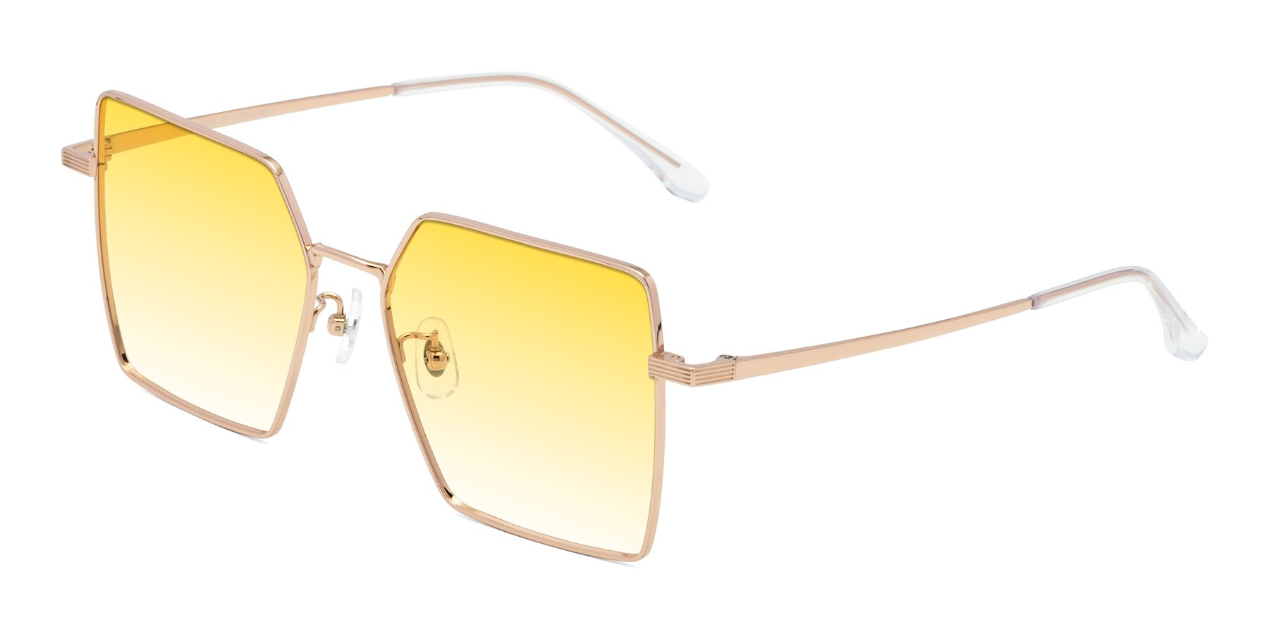 Angle of La Villa in Rose Gold with Yellow Gradient Lenses