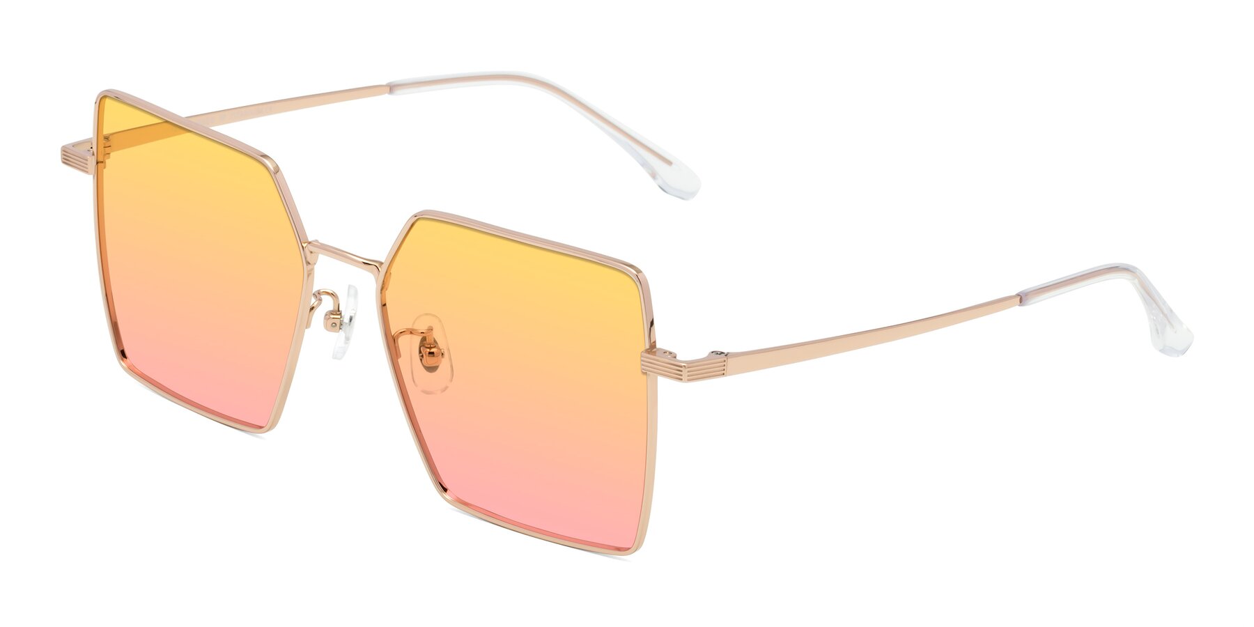 Angle of La Villa in Rose Gold with Yellow / Pink Gradient Lenses