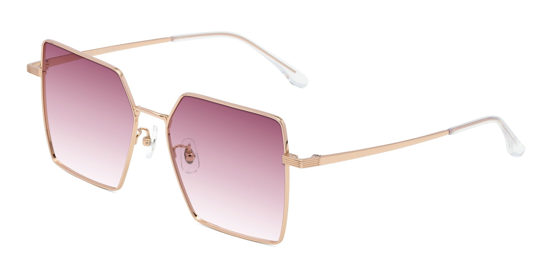 Angle of La Villa in Rose Gold with Wine Gradient Lenses