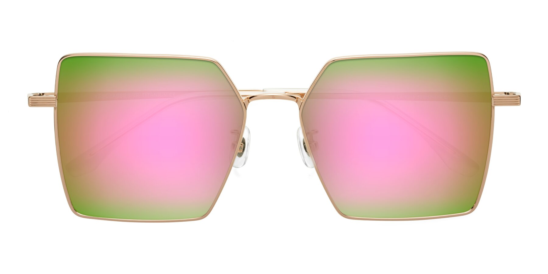 Folded Front of La Villa in Rose Gold with Pink Mirrored Lenses