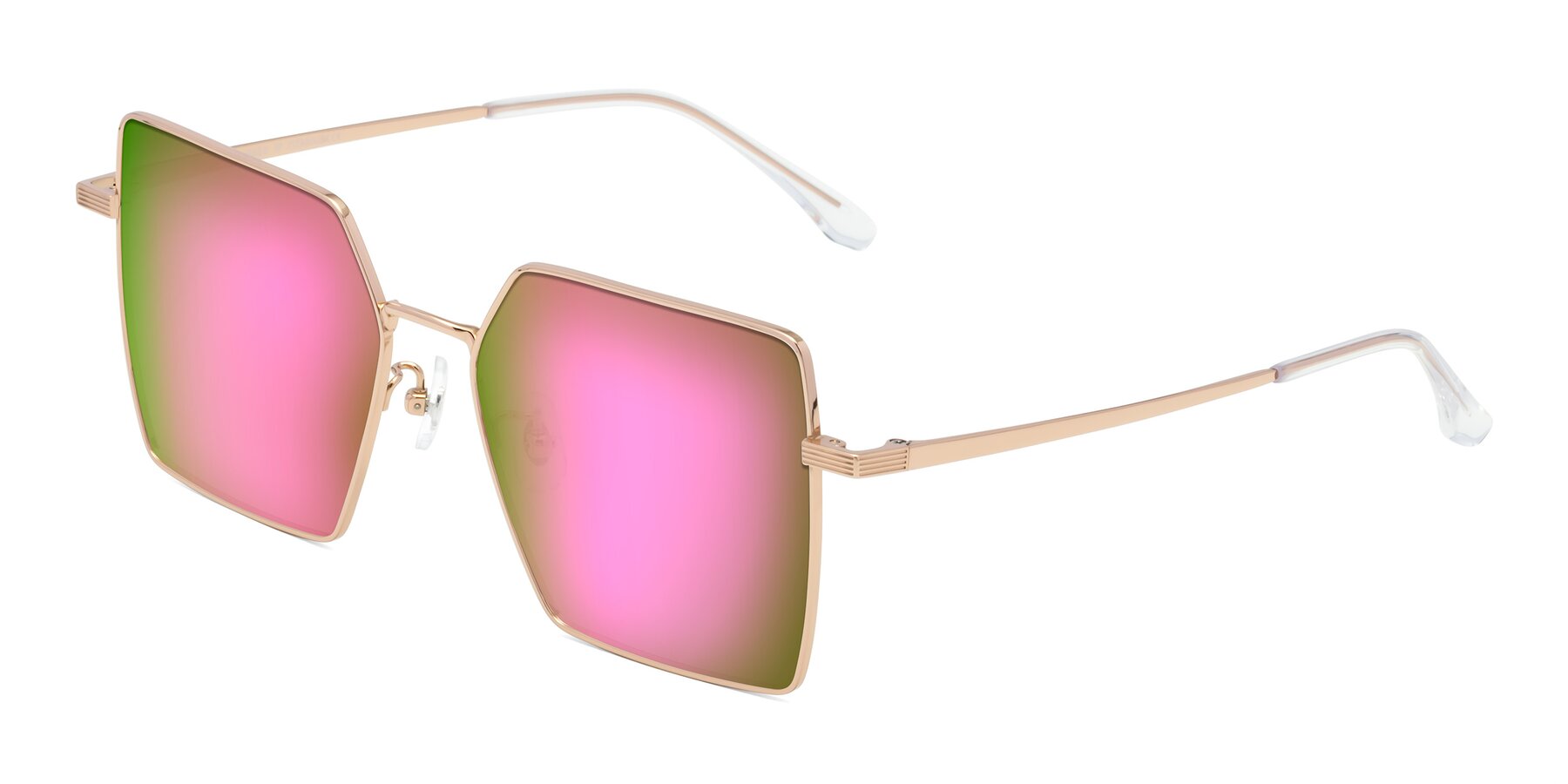 Angle of La Villa in Rose Gold with Pink Mirrored Lenses