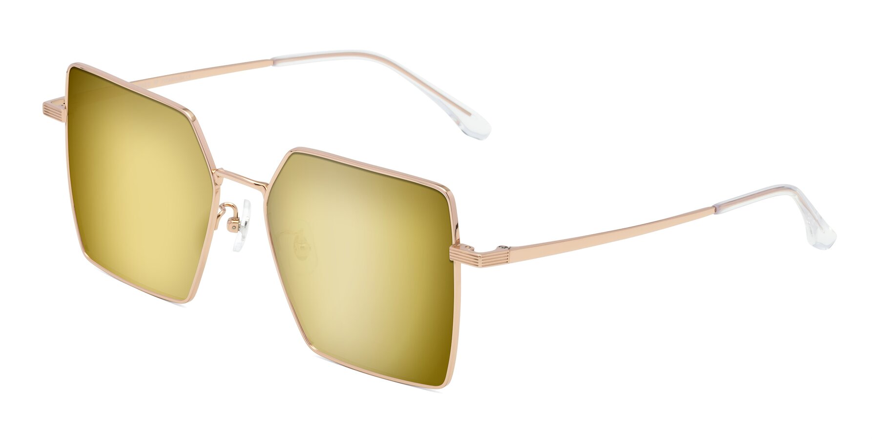 Angle of La Villa in Rose Gold with Gold Mirrored Lenses