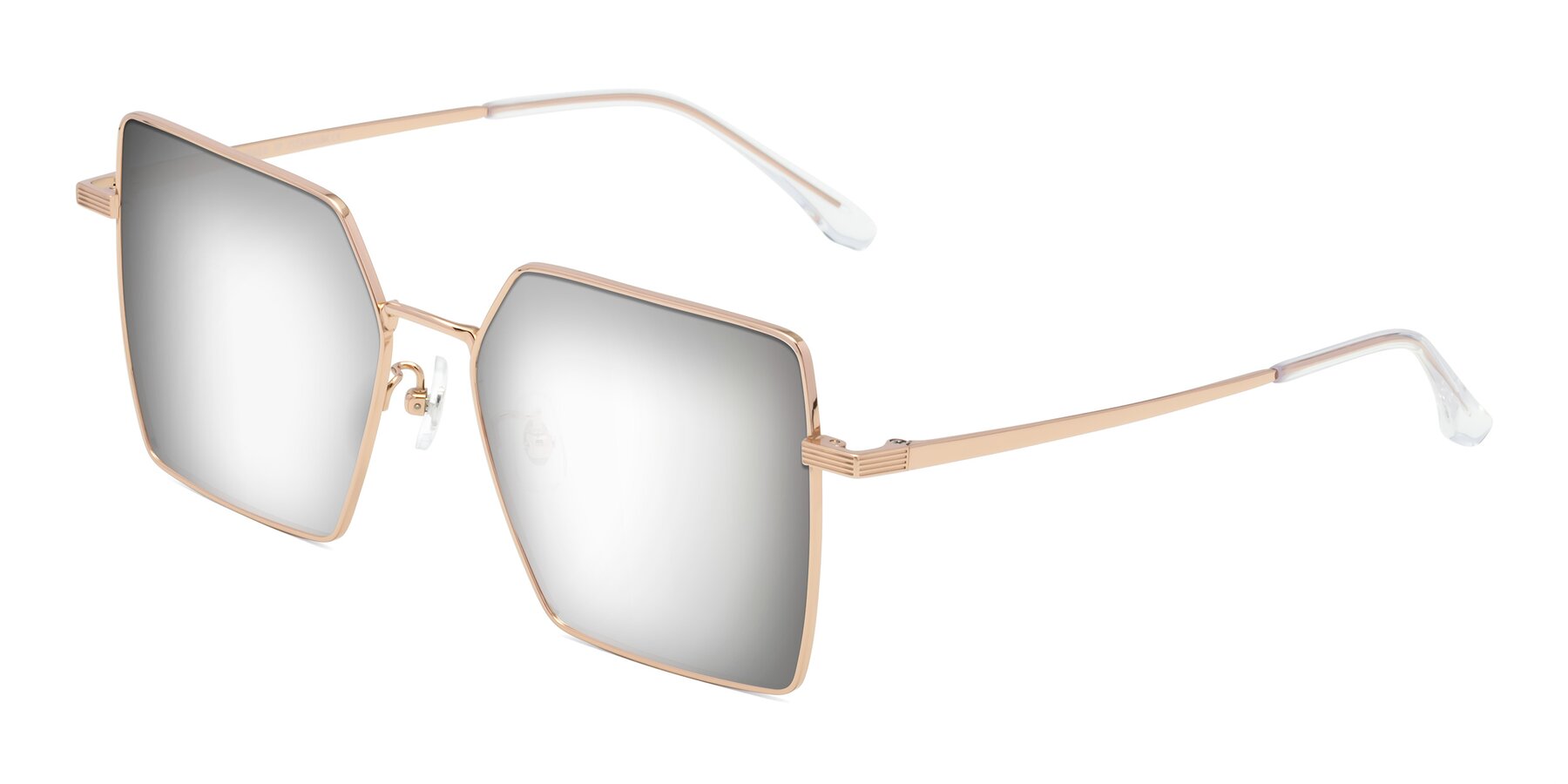 Angle of La Villa in Rose Gold with Silver Mirrored Lenses