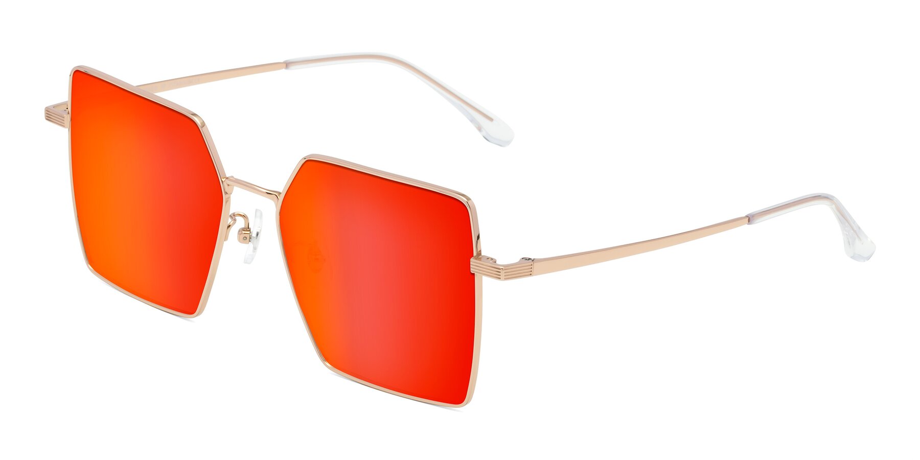 Angle of La Villa in Rose Gold with Red Gold Mirrored Lenses