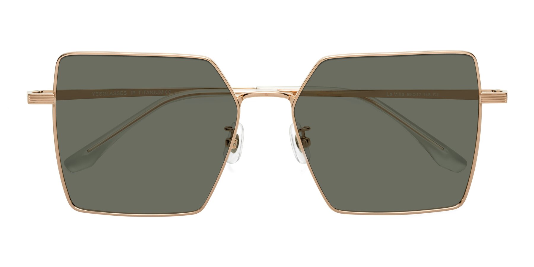 Folded Front of La Villa in Rose Gold with Gray Polarized Lenses