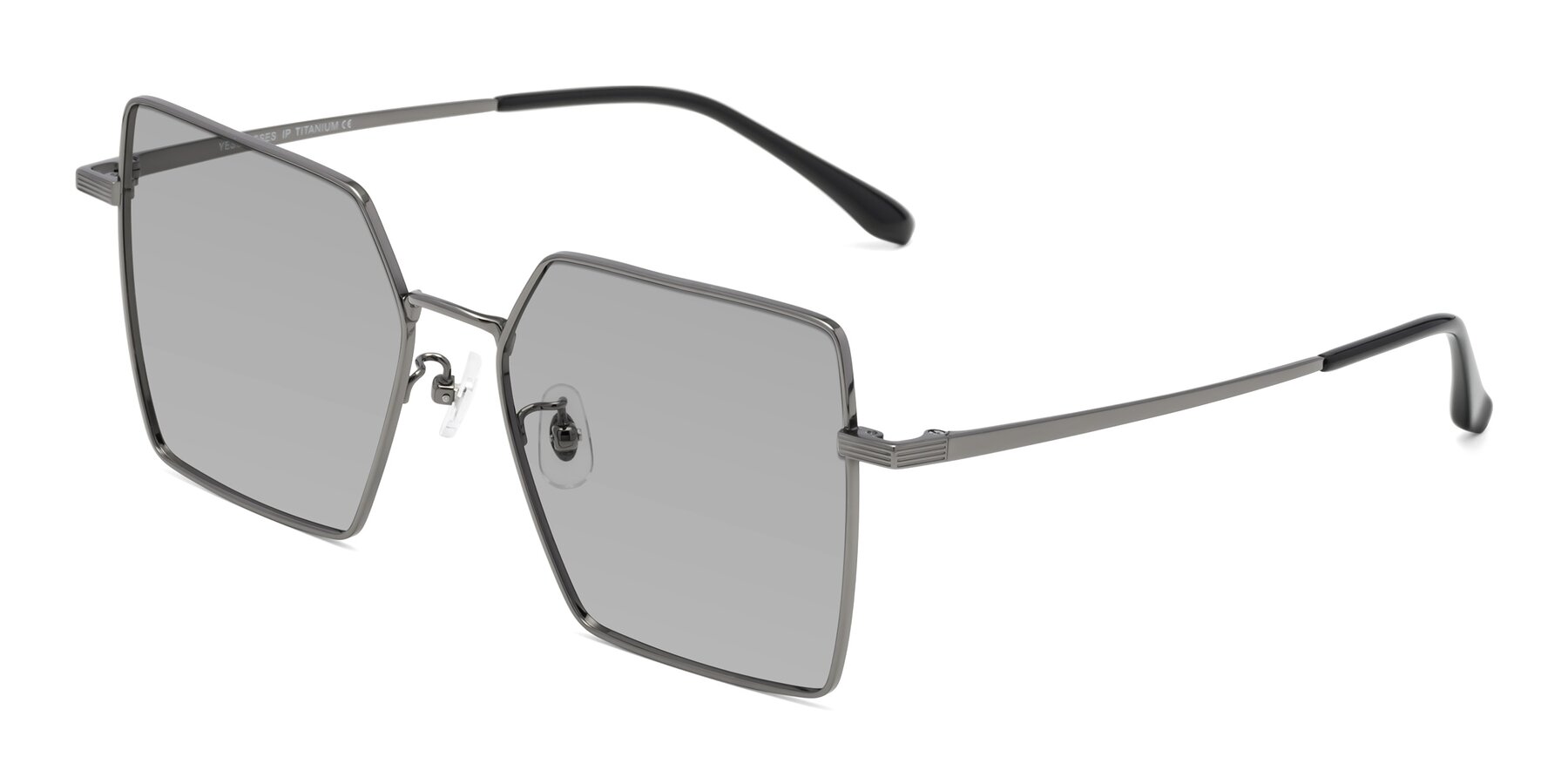 Angle of La Villa in Gunmetal with Light Gray Tinted Lenses