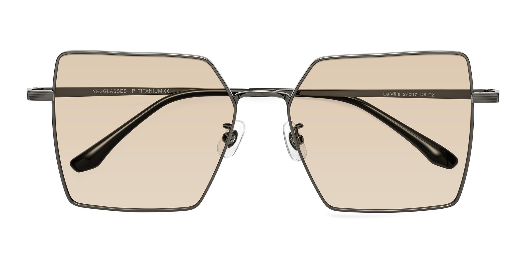 Folded Front of La Villa in Gunmetal with Light Brown Tinted Lenses