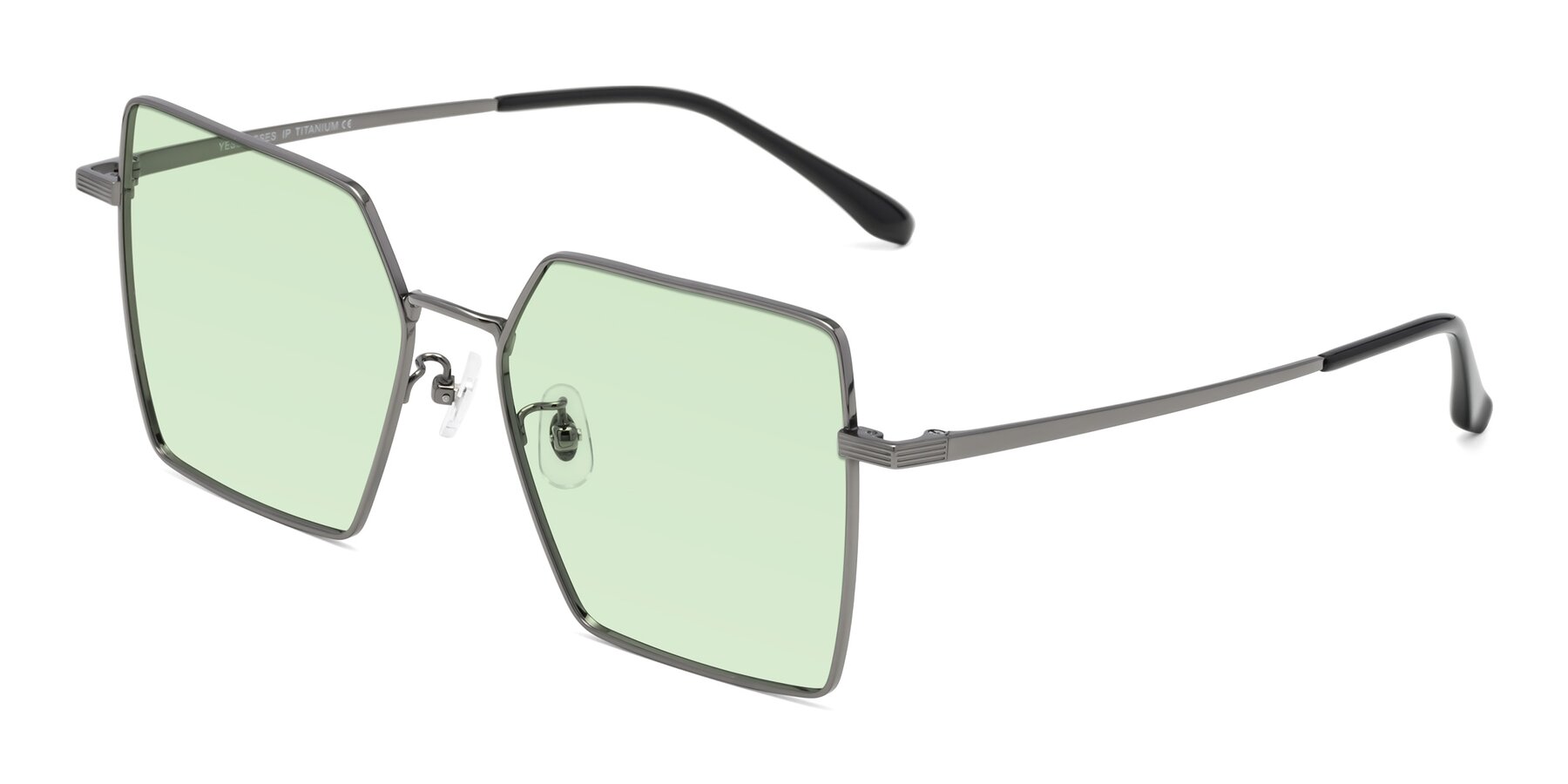 Angle of La Villa in Gunmetal with Light Green Tinted Lenses