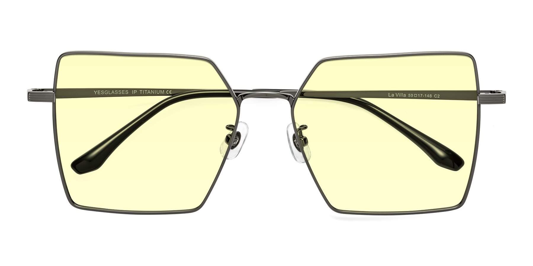 Folded Front of La Villa in Gunmetal with Light Yellow Tinted Lenses