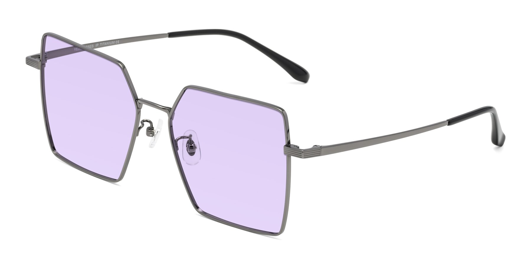 Angle of La Villa in Gunmetal with Light Purple Tinted Lenses