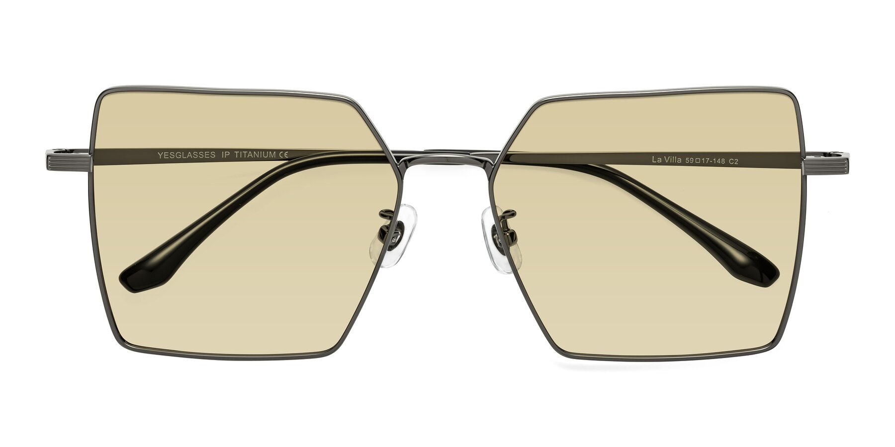 Folded Front of La Villa in Gunmetal with Light Champagne Tinted Lenses