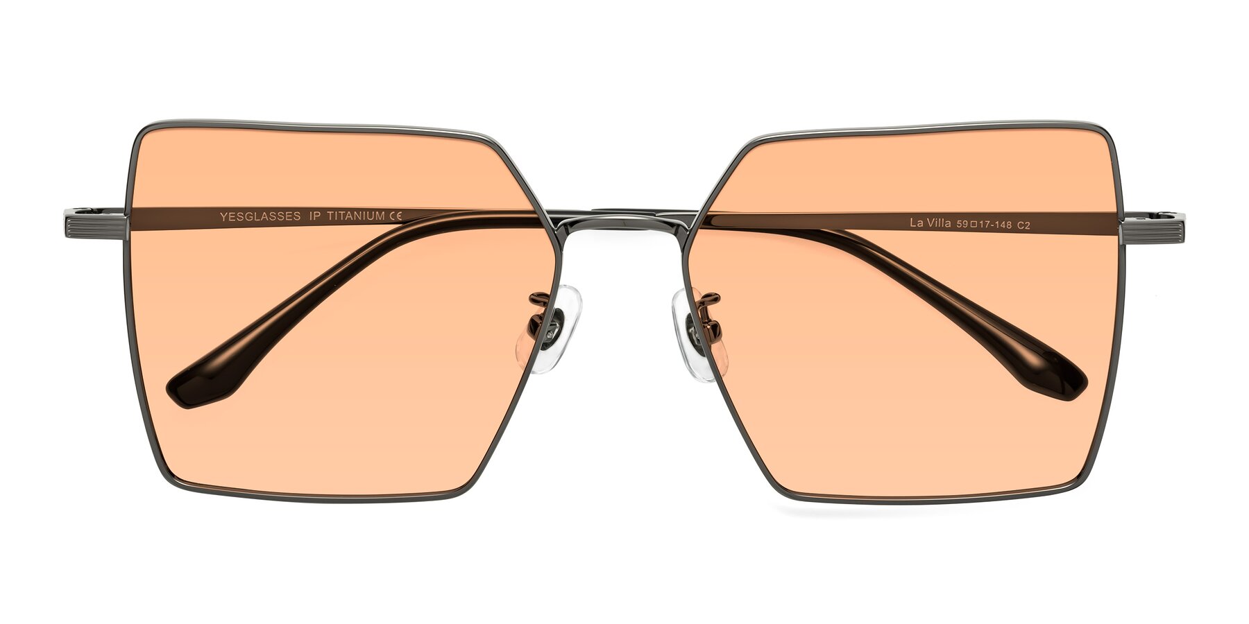 Folded Front of La Villa in Gunmetal with Light Orange Tinted Lenses