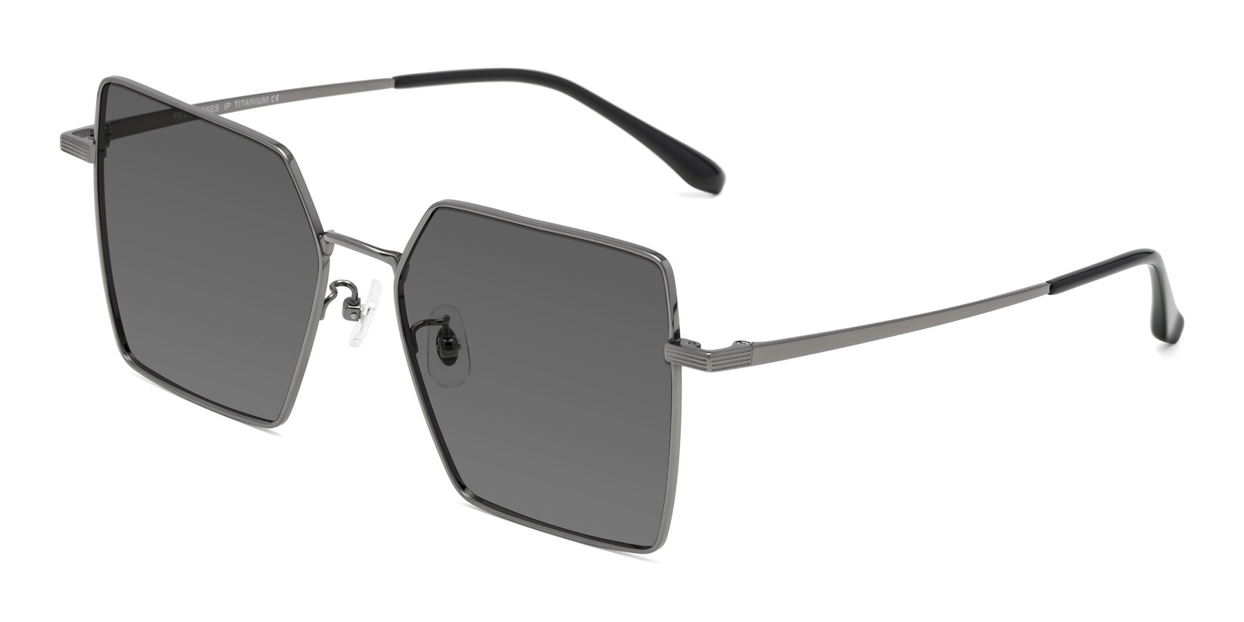 Angle of La Villa in Gunmetal with Medium Gray Tinted Lenses