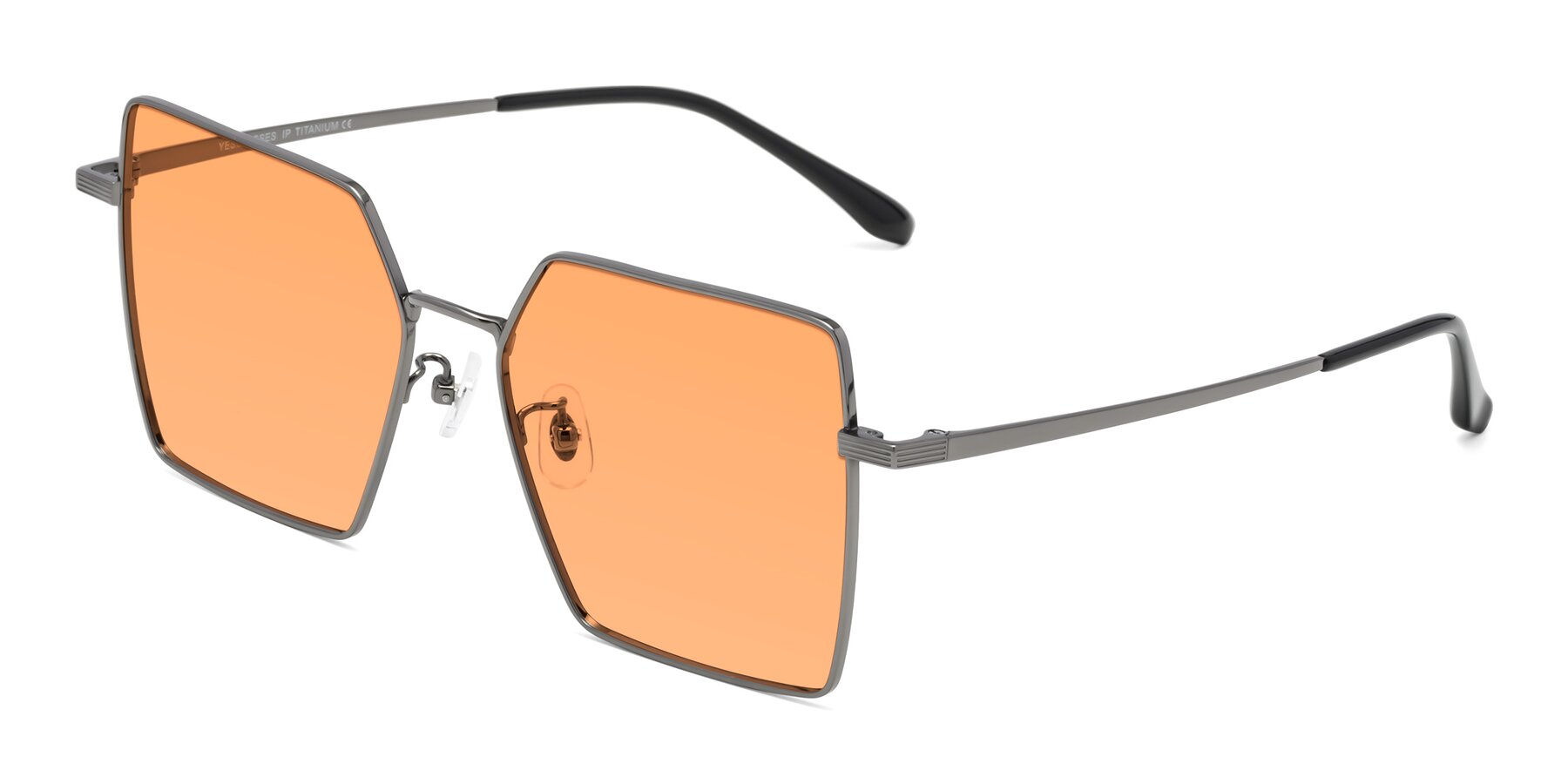 Angle of La Villa in Gunmetal with Medium Orange Tinted Lenses