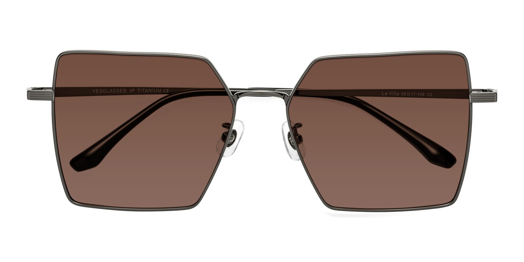 Folded Front of La Villa in Gunmetal with Brown Tinted Lenses