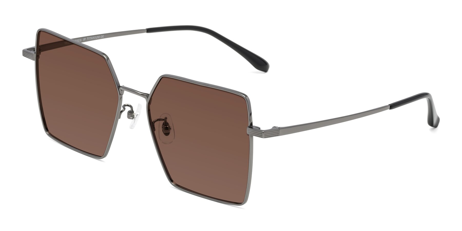 Angle of La Villa in Gunmetal with Brown Tinted Lenses