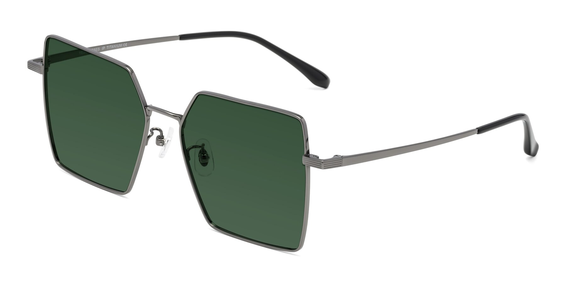 Angle of La Villa in Gunmetal with Green Tinted Lenses