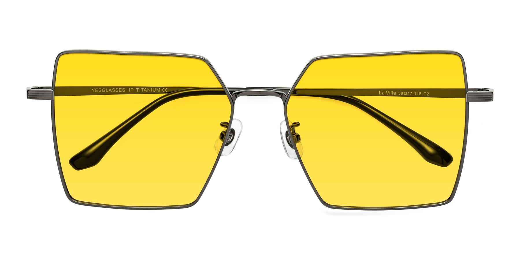 Folded Front of La Villa in Gunmetal with Yellow Tinted Lenses