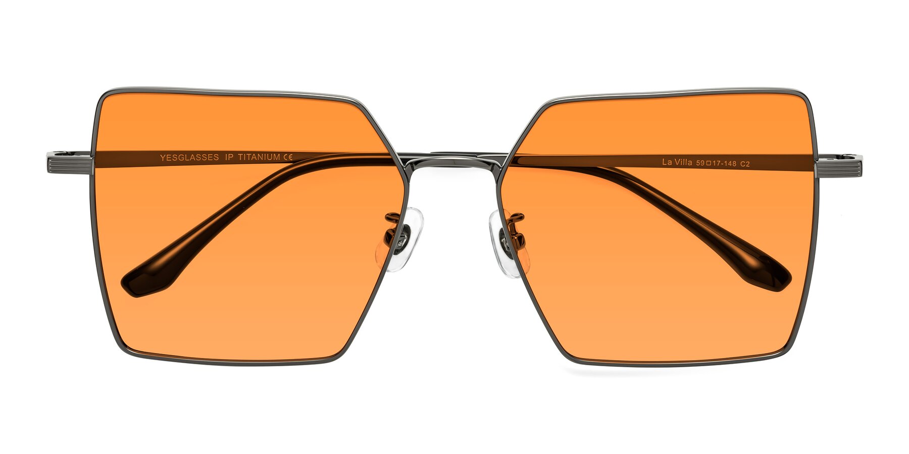 Folded Front of La Villa in Gunmetal with Orange Tinted Lenses