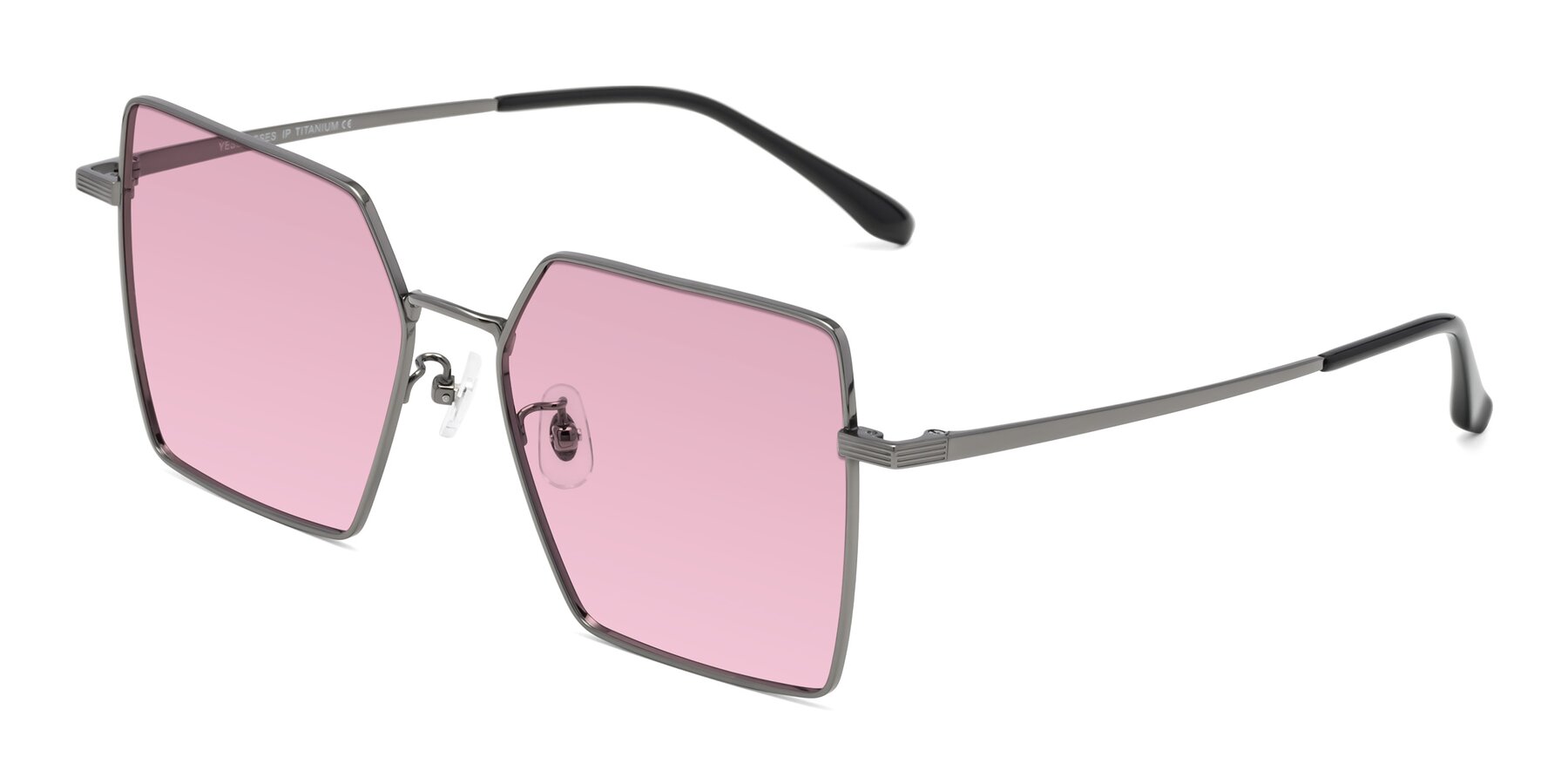 Angle of La Villa in Gunmetal with Light Wine Tinted Lenses