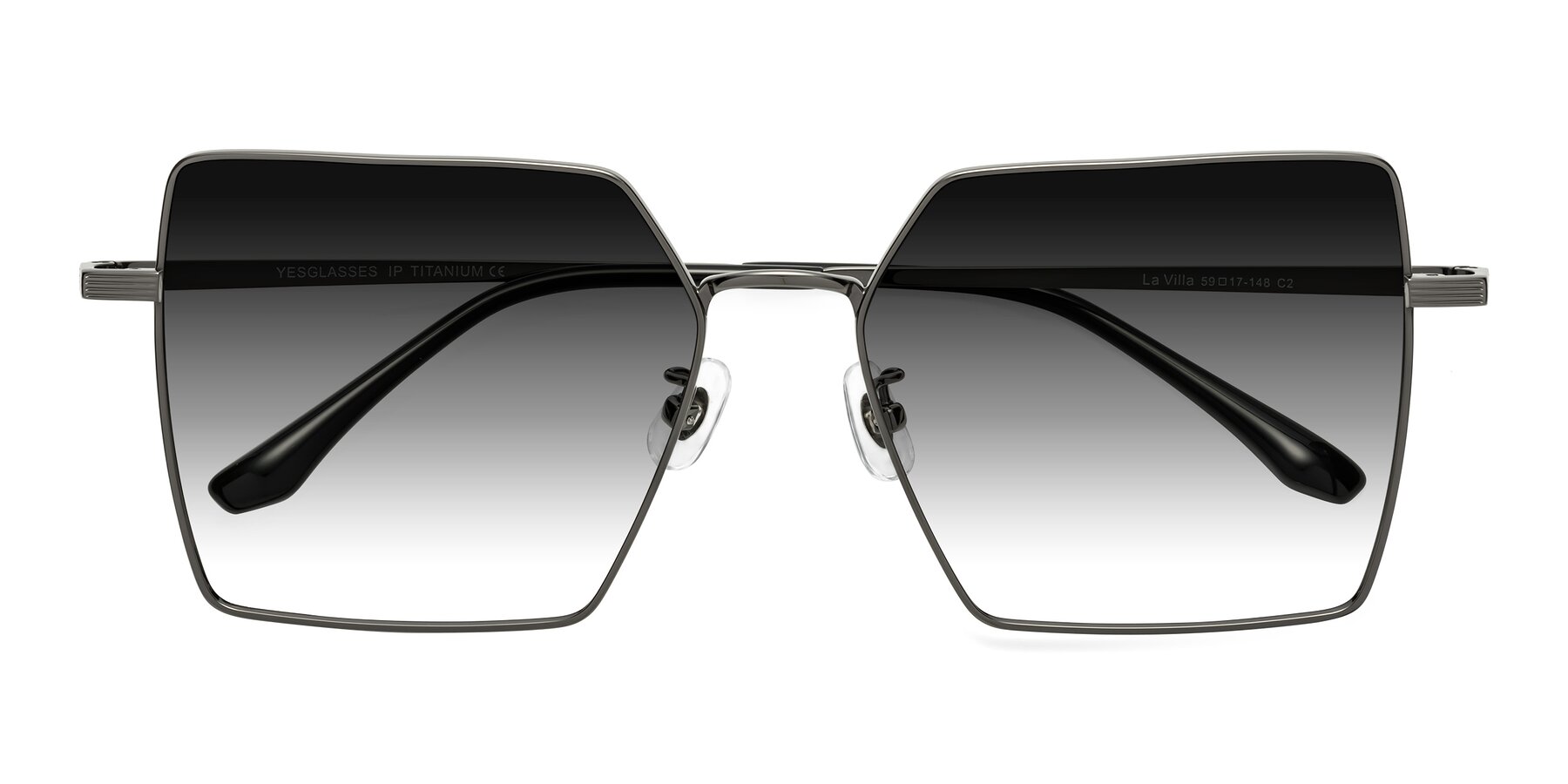 Folded Front of La Villa in Gunmetal with Gray Gradient Lenses