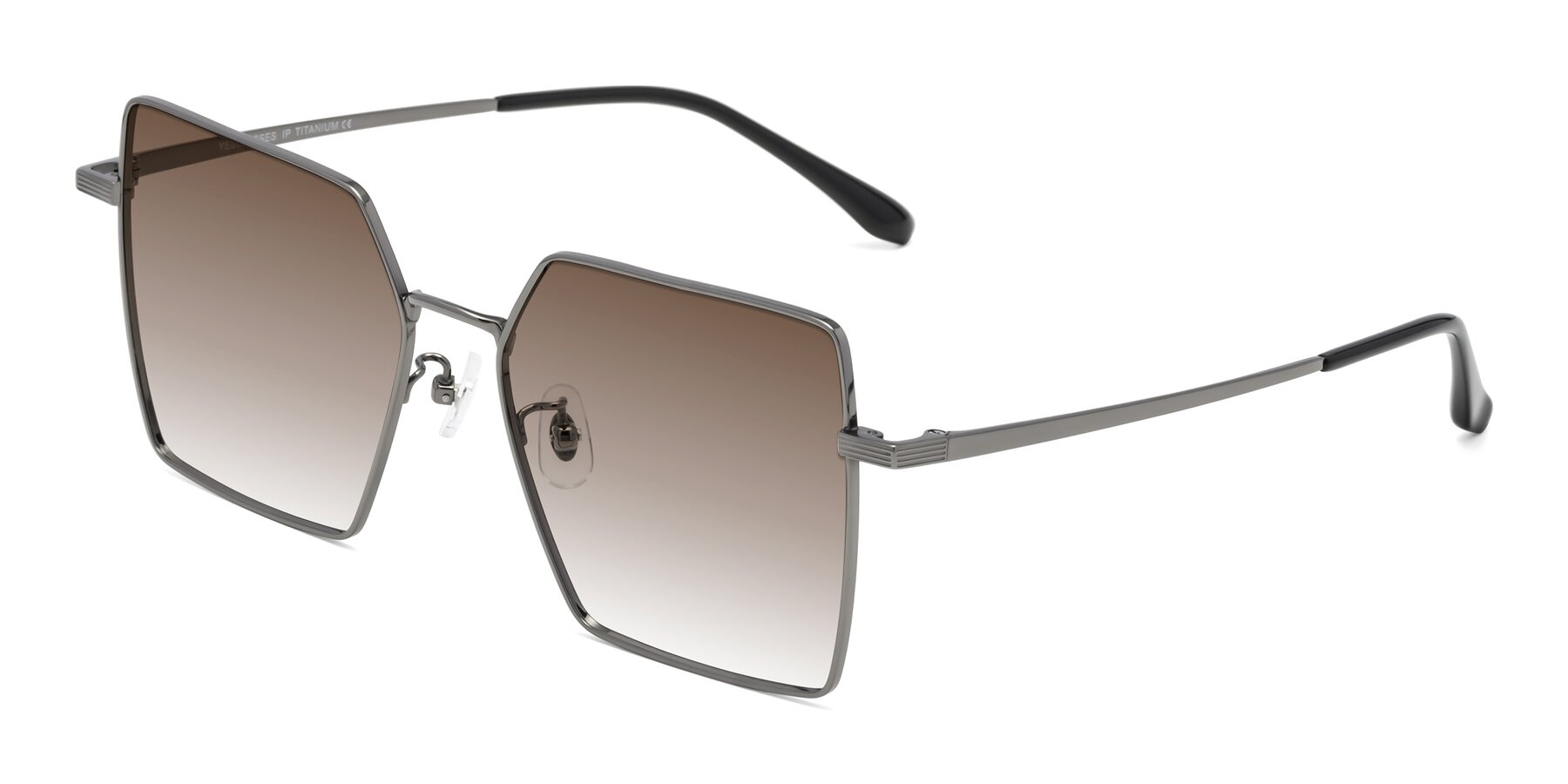 Angle of La Villa in Gunmetal with Brown Gradient Lenses