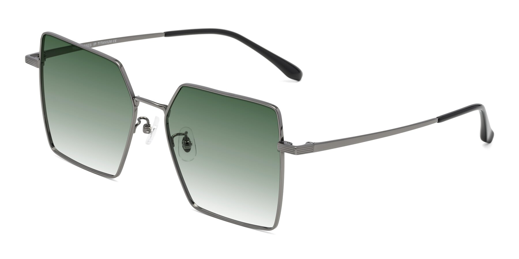 Angle of La Villa in Gunmetal with Green Gradient Lenses