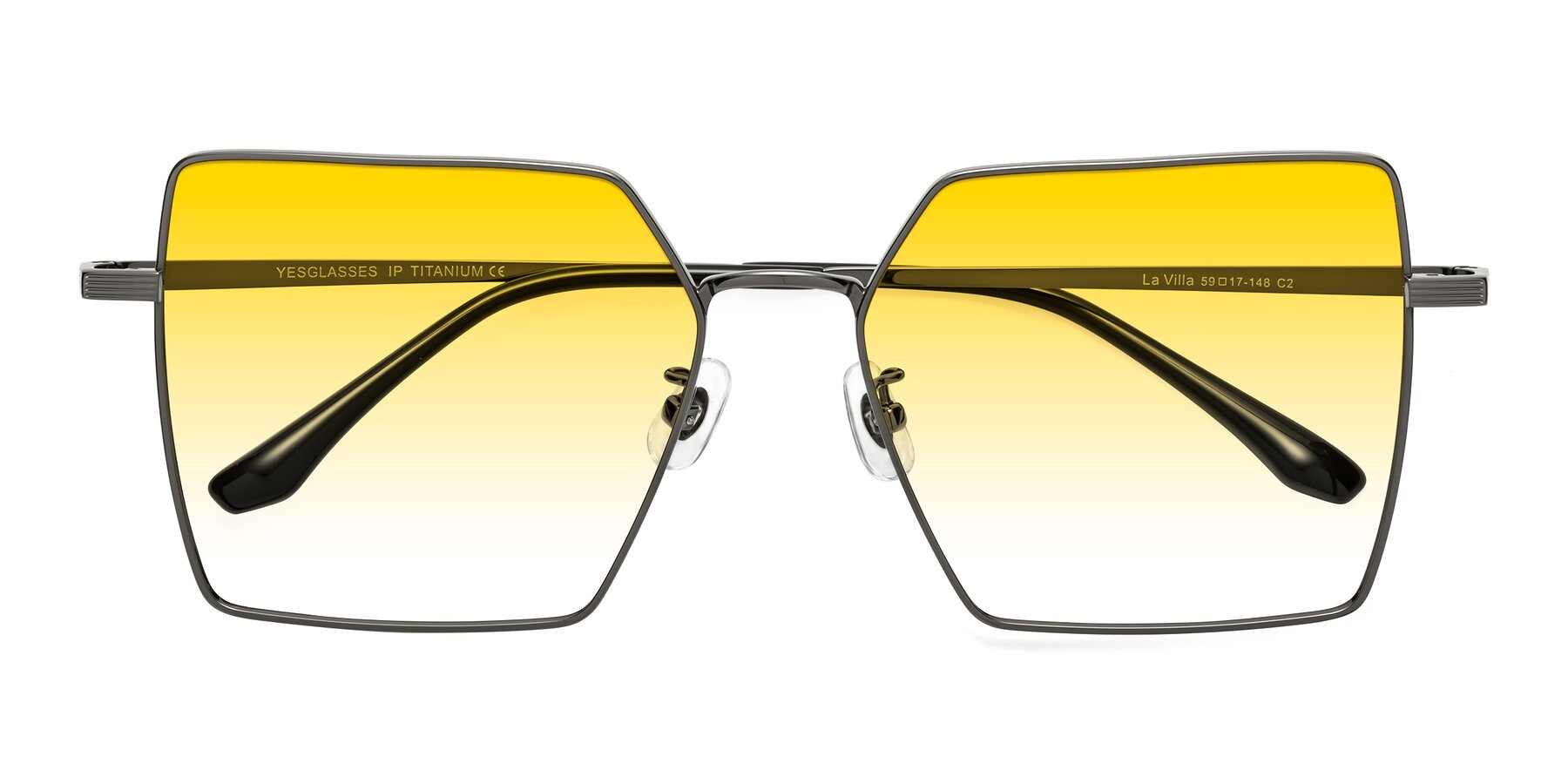 Folded Front of La Villa in Gunmetal with Yellow Gradient Lenses