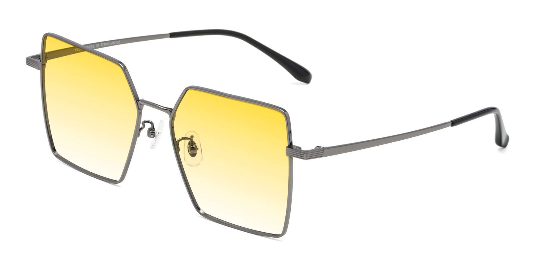 Angle of La Villa in Gunmetal with Yellow Gradient Lenses