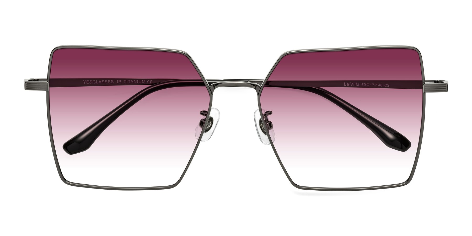 Folded Front of La Villa in Gunmetal with Wine Gradient Lenses