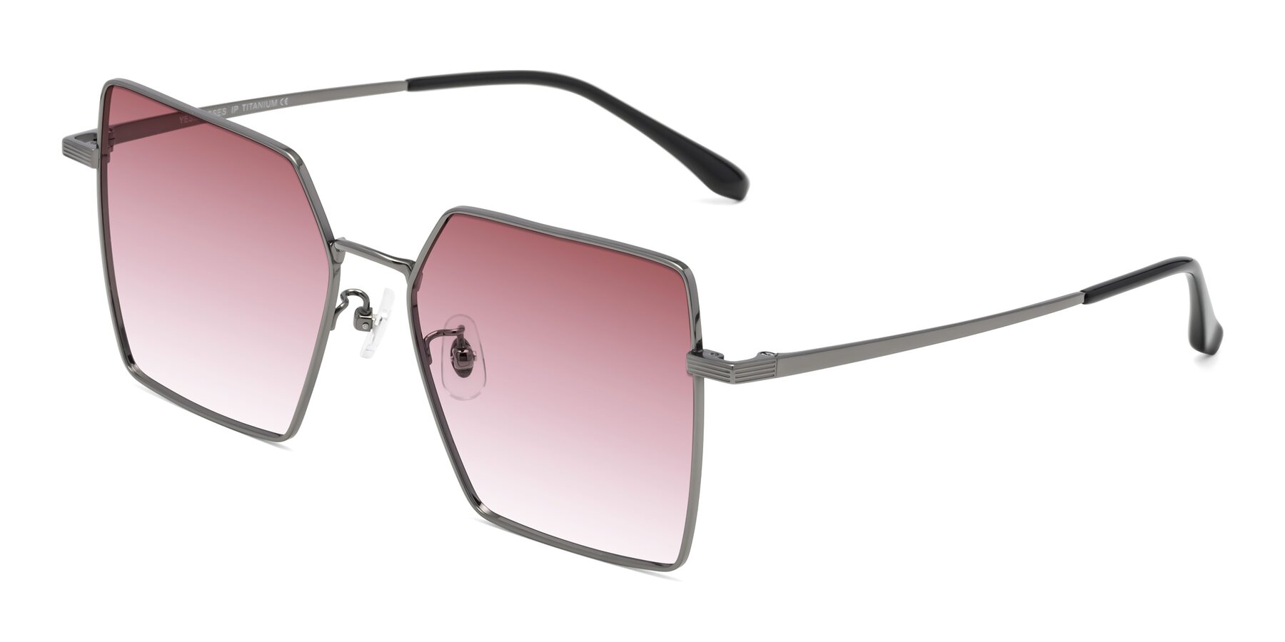 Angle of La Villa in Gunmetal with Garnet Gradient Lenses