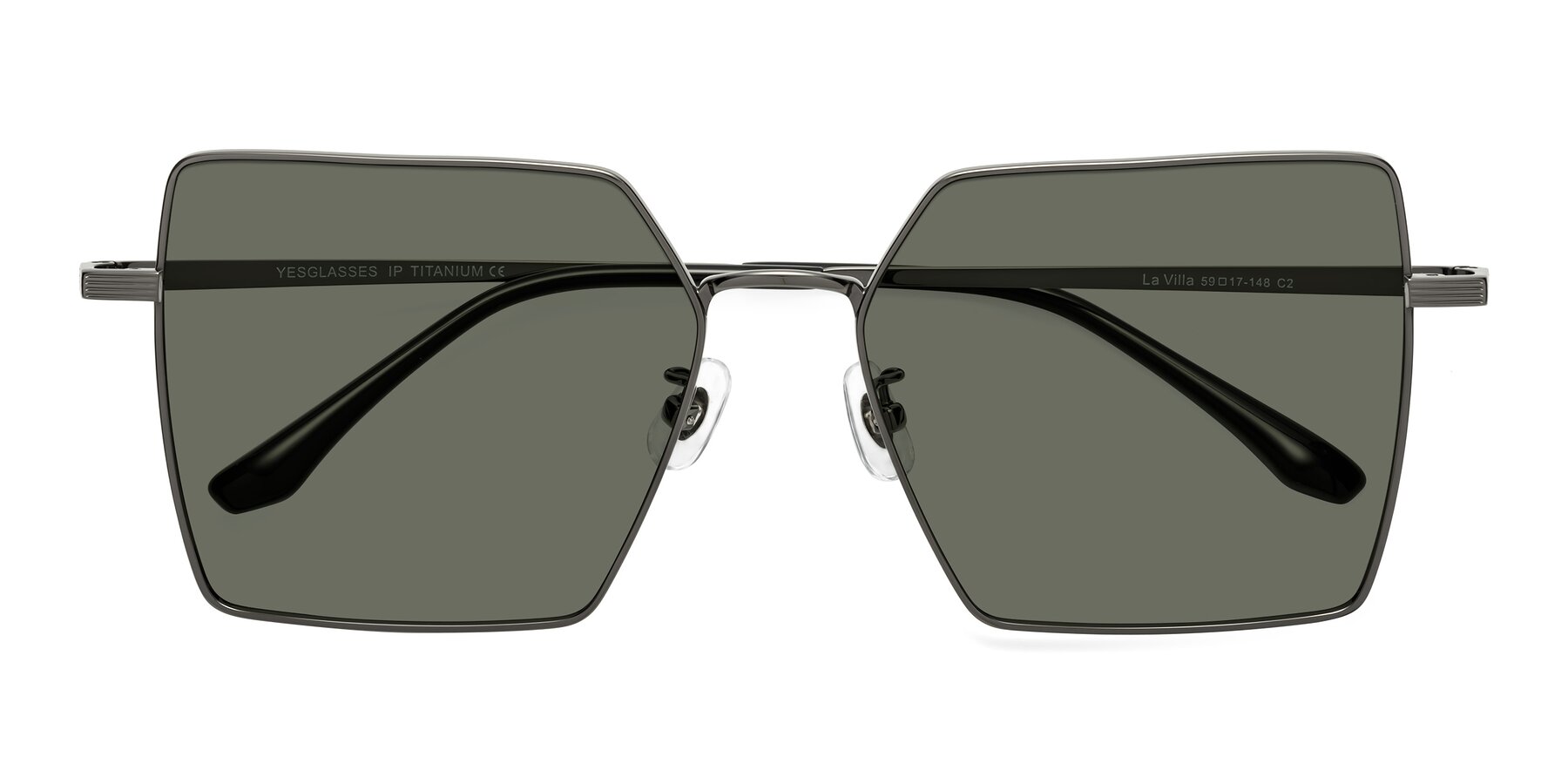 Folded Front of La Villa in Gunmetal with Gray Polarized Lenses