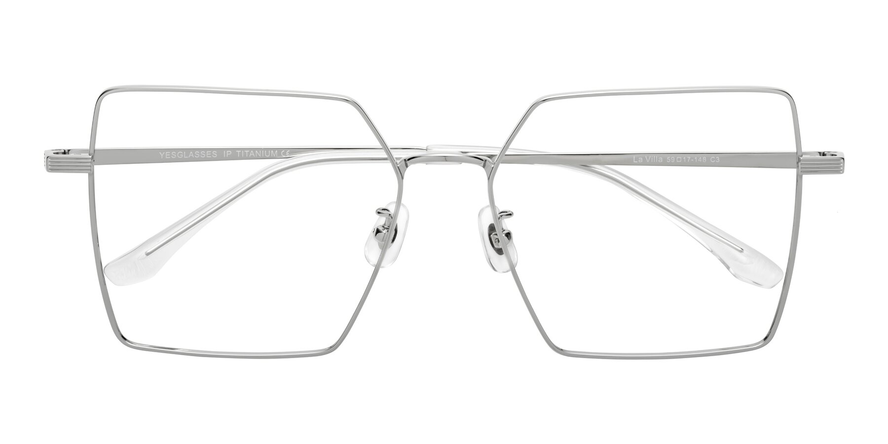 Folded Front of La Villa in Silver with Clear Blue Light Blocking Lenses