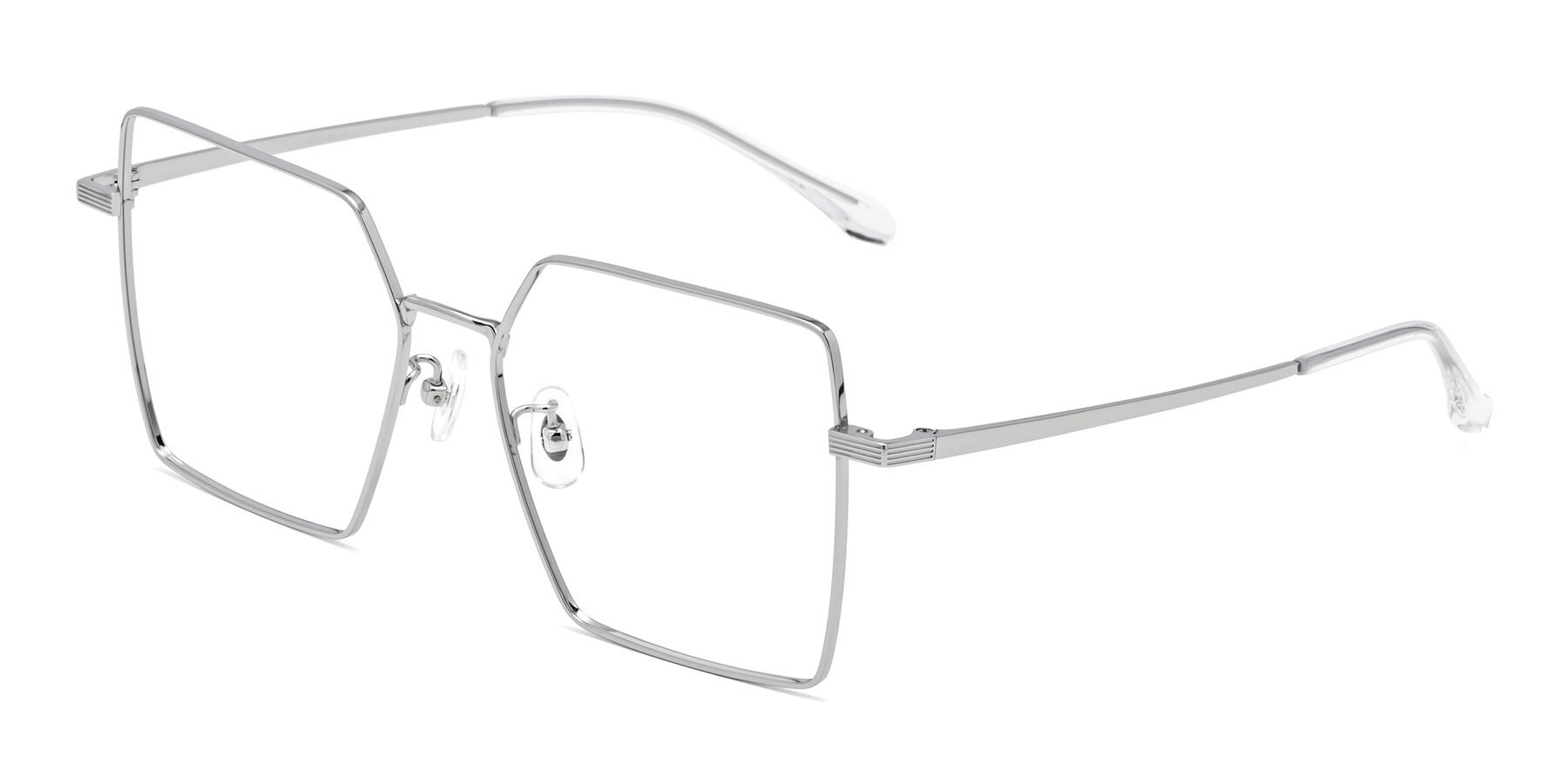 Angle of La Villa in Silver with Clear Reading Eyeglass Lenses