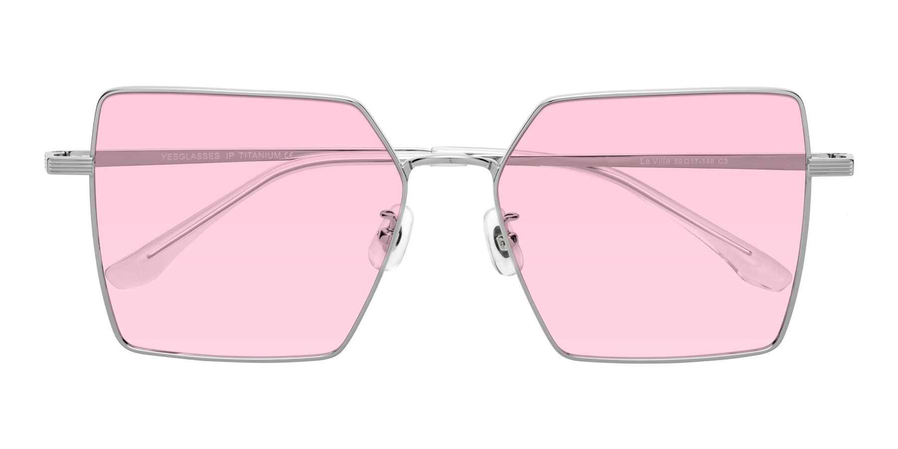 Folded Front of La Villa in Silver with Light Pink Tinted Lenses