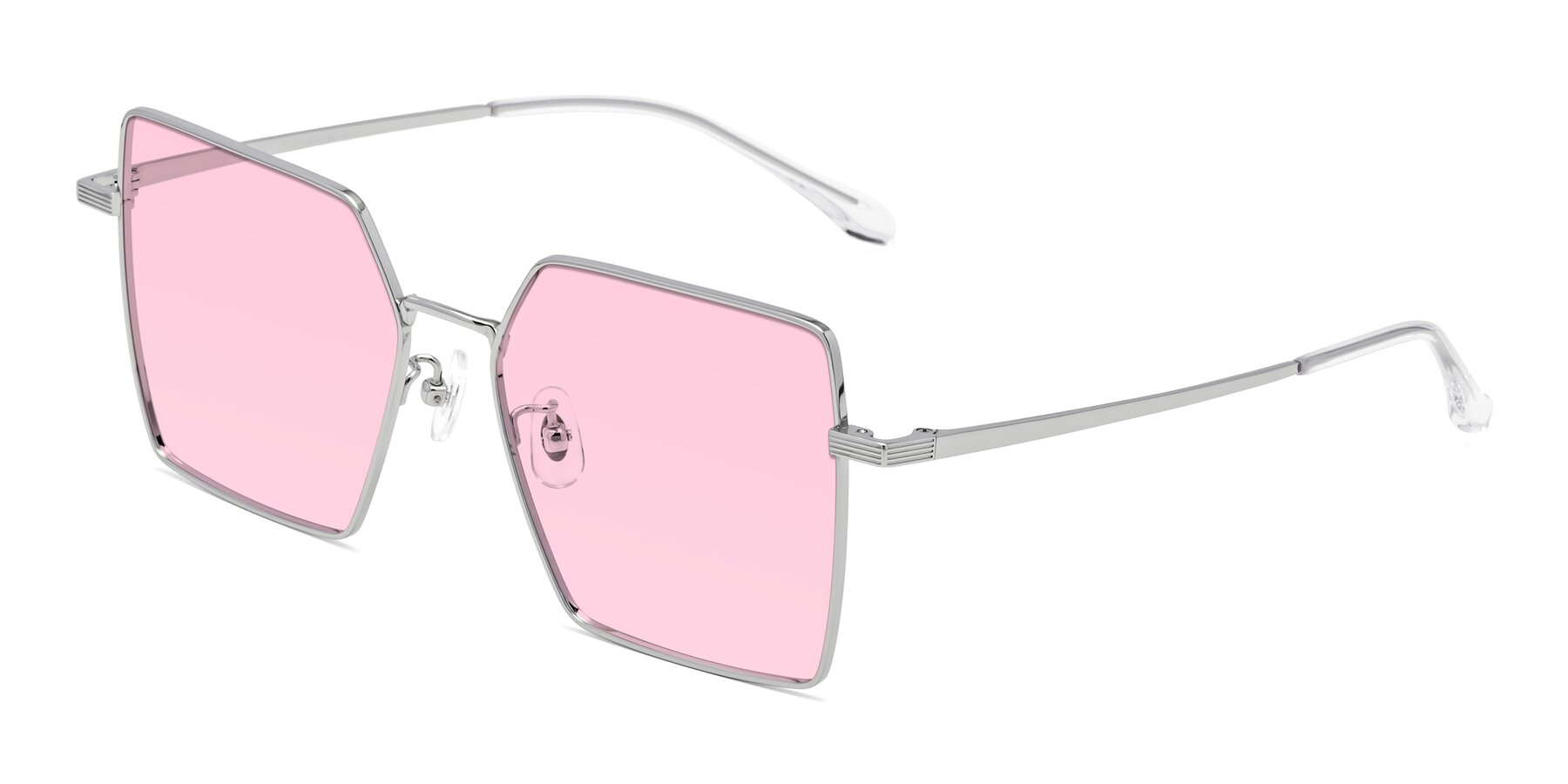 Angle of La Villa in Silver with Light Pink Tinted Lenses