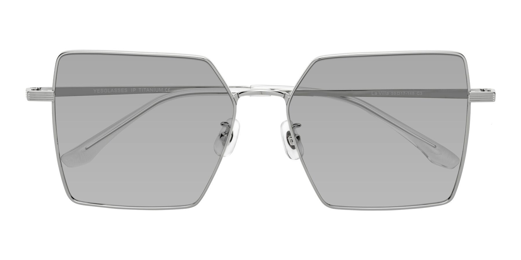 Folded Front of La Villa in Silver with Light Gray Tinted Lenses