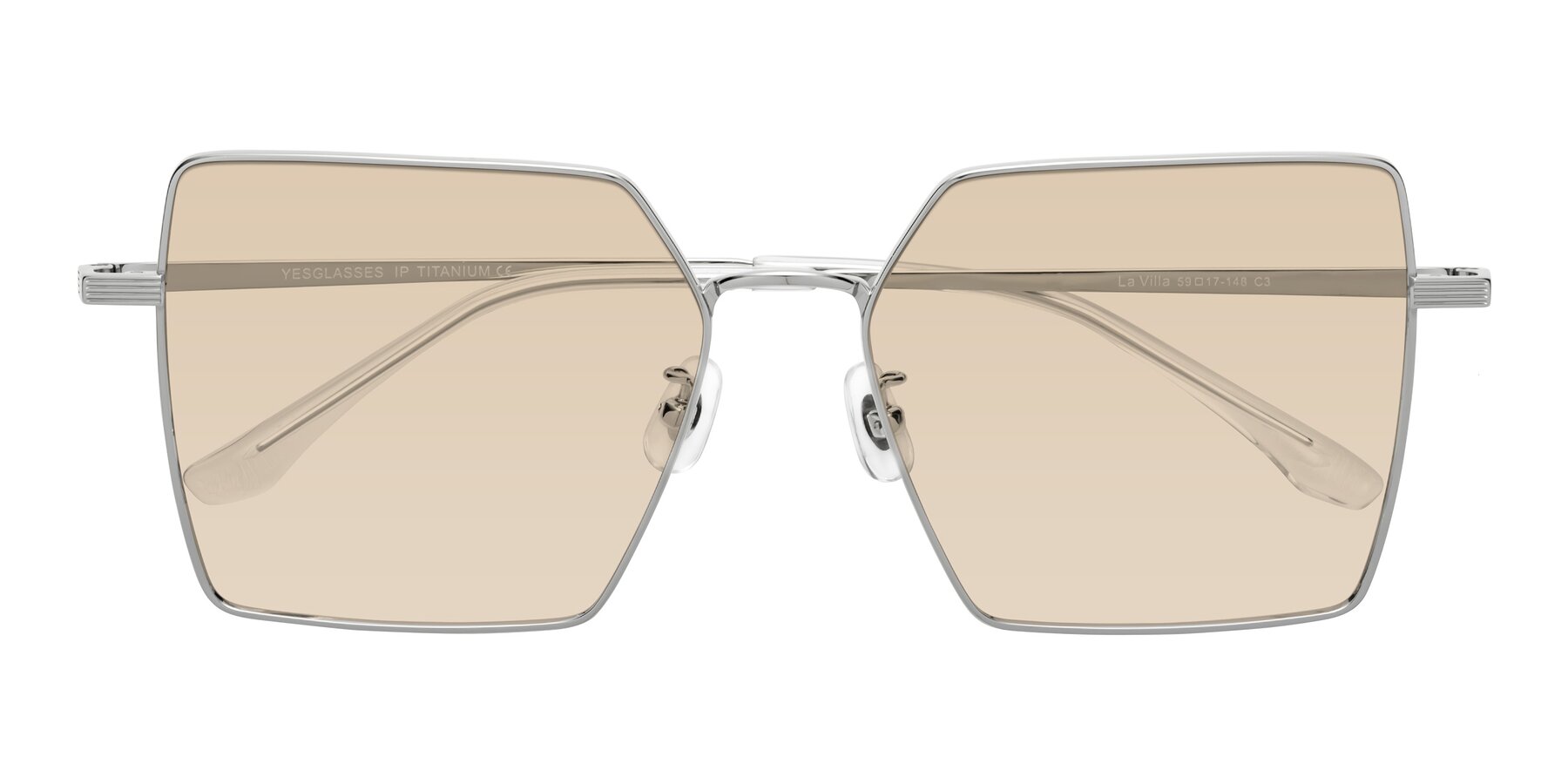 Folded Front of La Villa in Silver with Light Brown Tinted Lenses