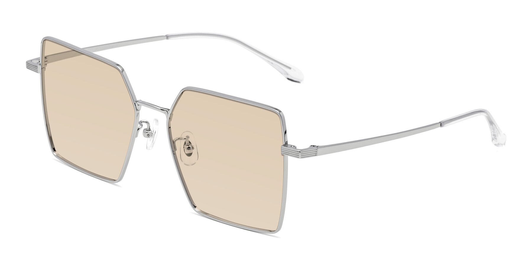 Angle of La Villa in Silver with Light Brown Tinted Lenses