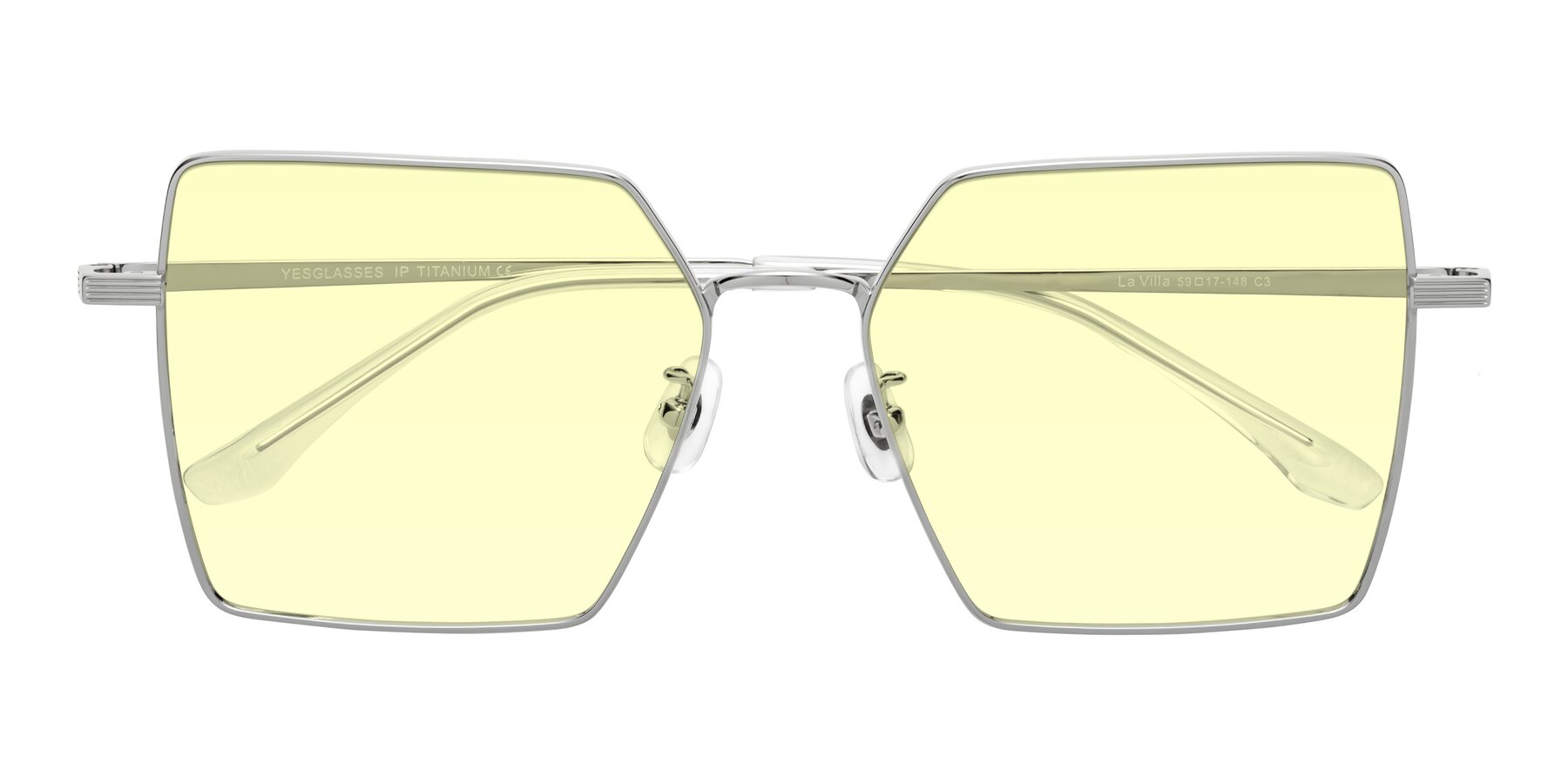 Folded Front of La Villa in Silver with Light Yellow Tinted Lenses