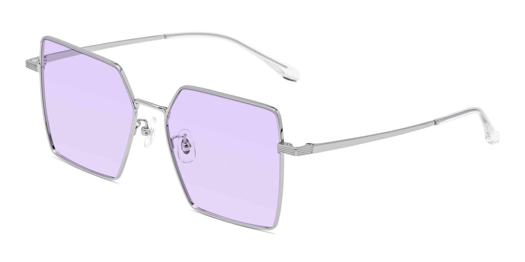 Angle of La Villa in Silver with Light Purple Tinted Lenses