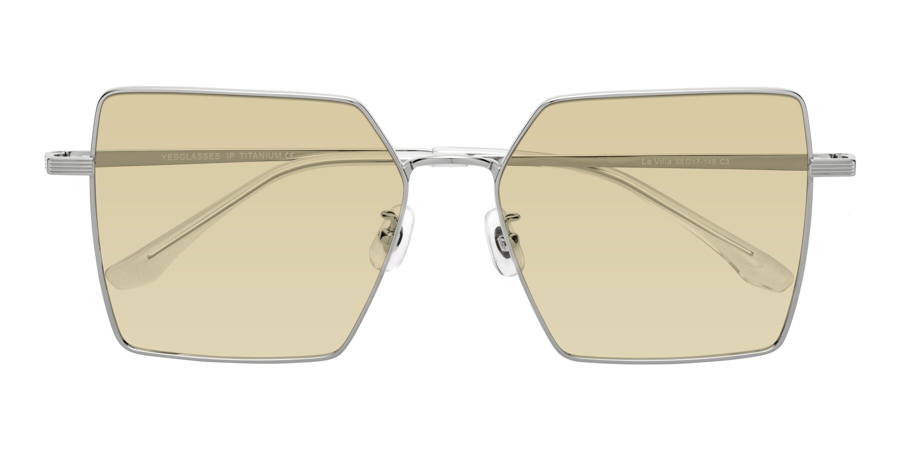Folded Front of La Villa in Silver with Light Champagne Tinted Lenses