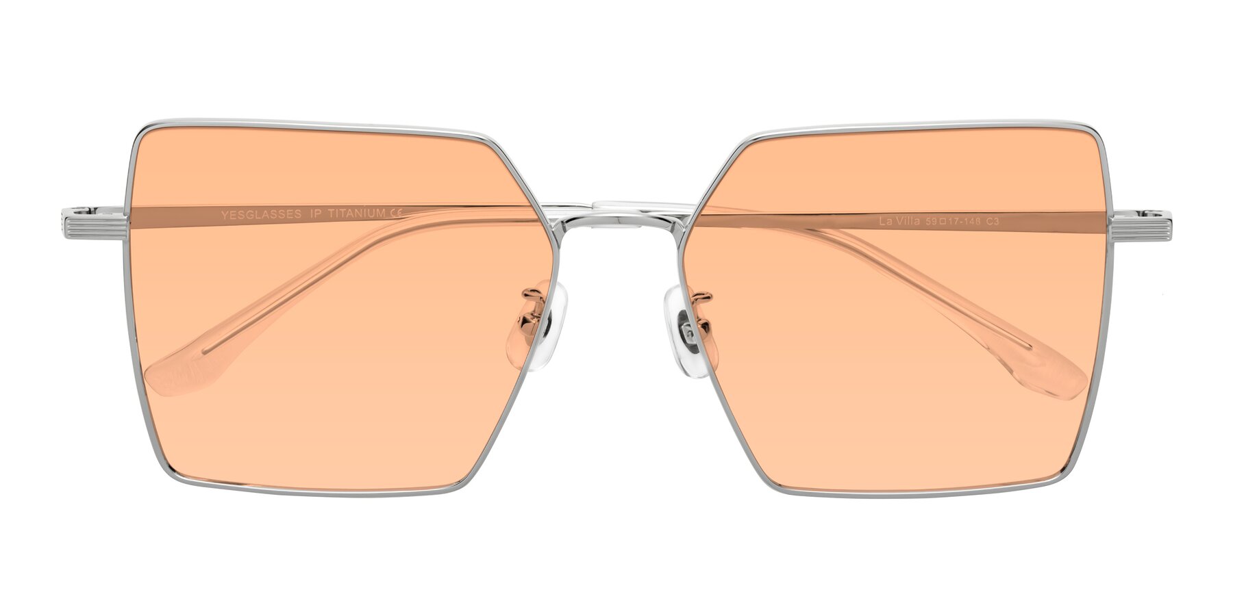 Folded Front of La Villa in Silver with Light Orange Tinted Lenses