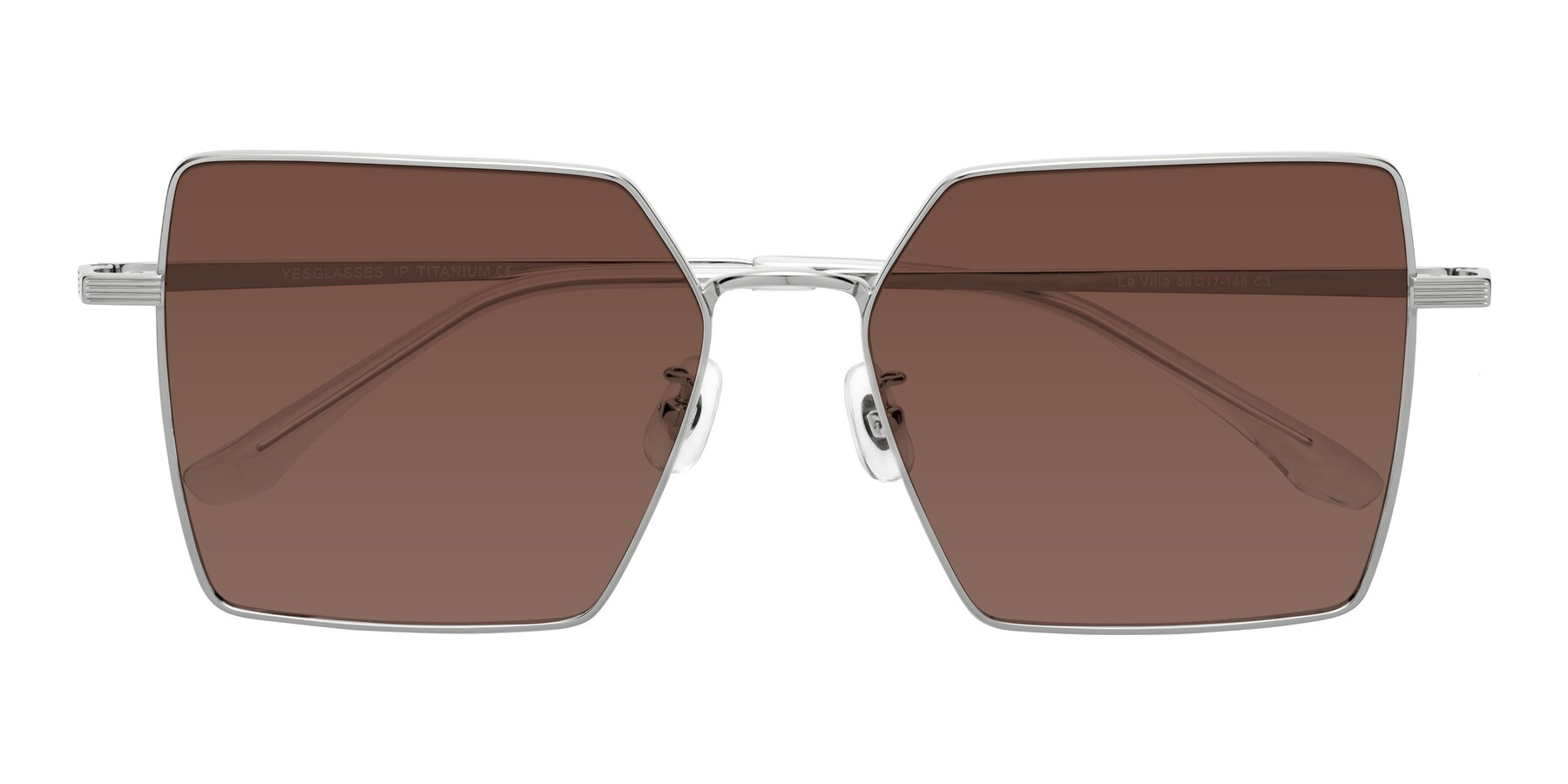 Folded Front of La Villa in Silver with Brown Tinted Lenses
