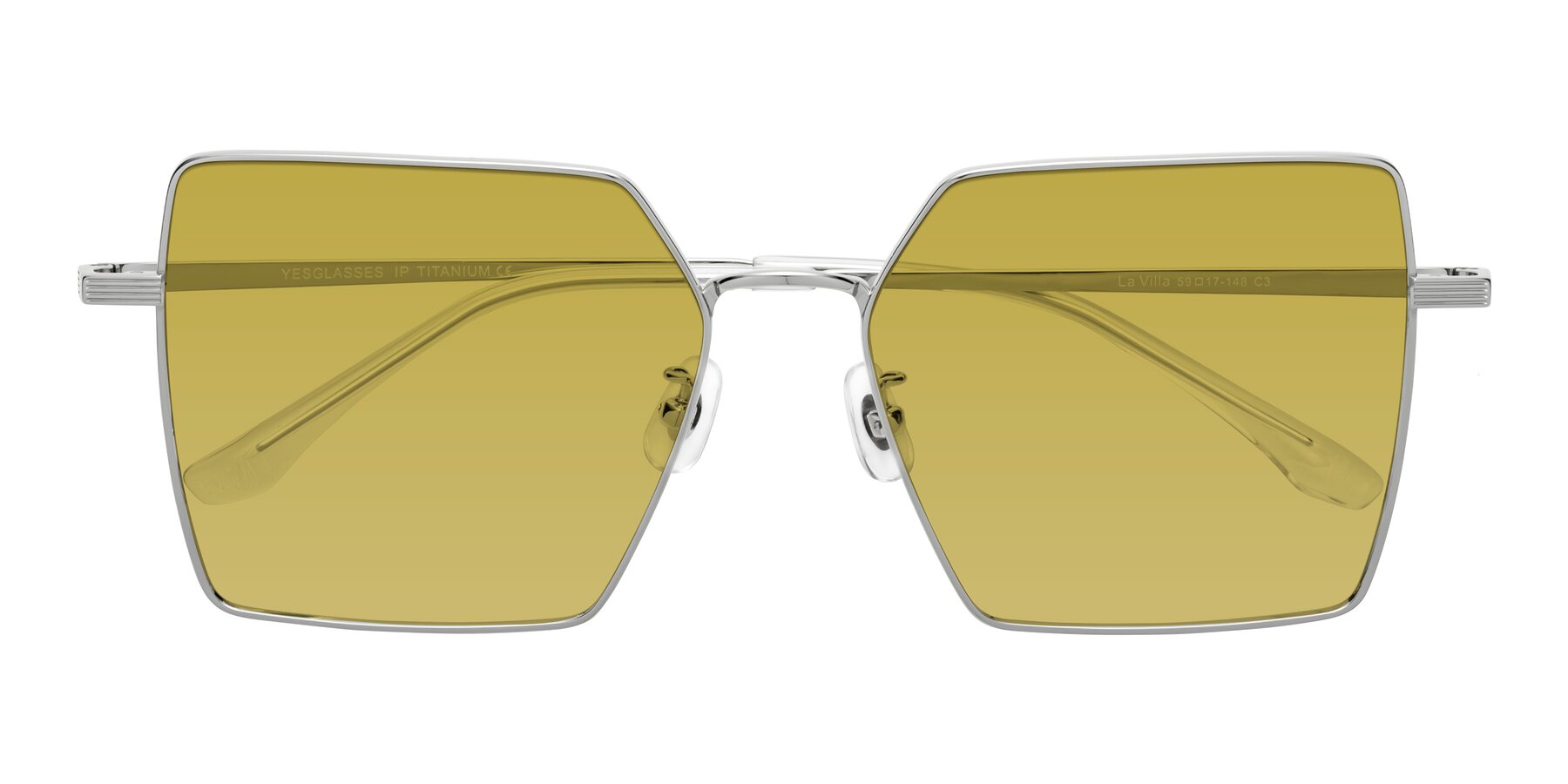 Folded Front of La Villa in Silver with Champagne Tinted Lenses