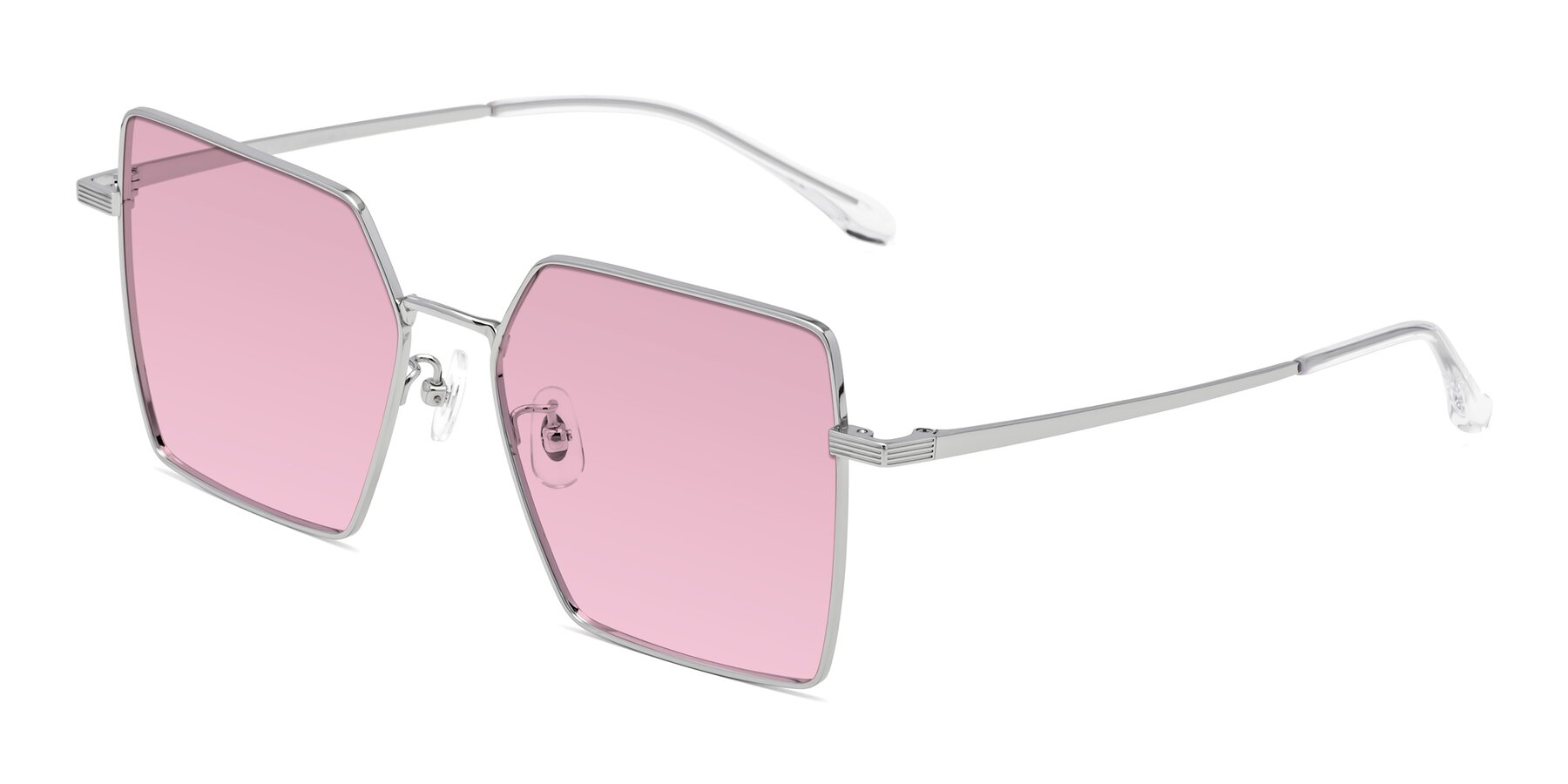 Angle of La Villa in Silver with Light Wine Tinted Lenses