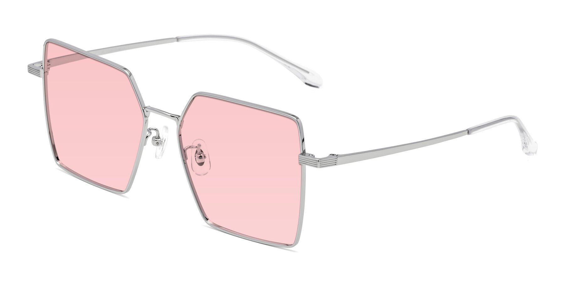 Angle of La Villa in Silver with Light Garnet Tinted Lenses