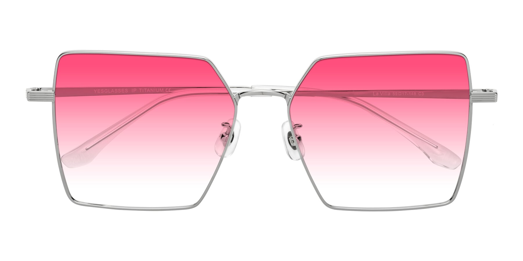 Folded Front of La Villa in Silver with Pink Gradient Lenses