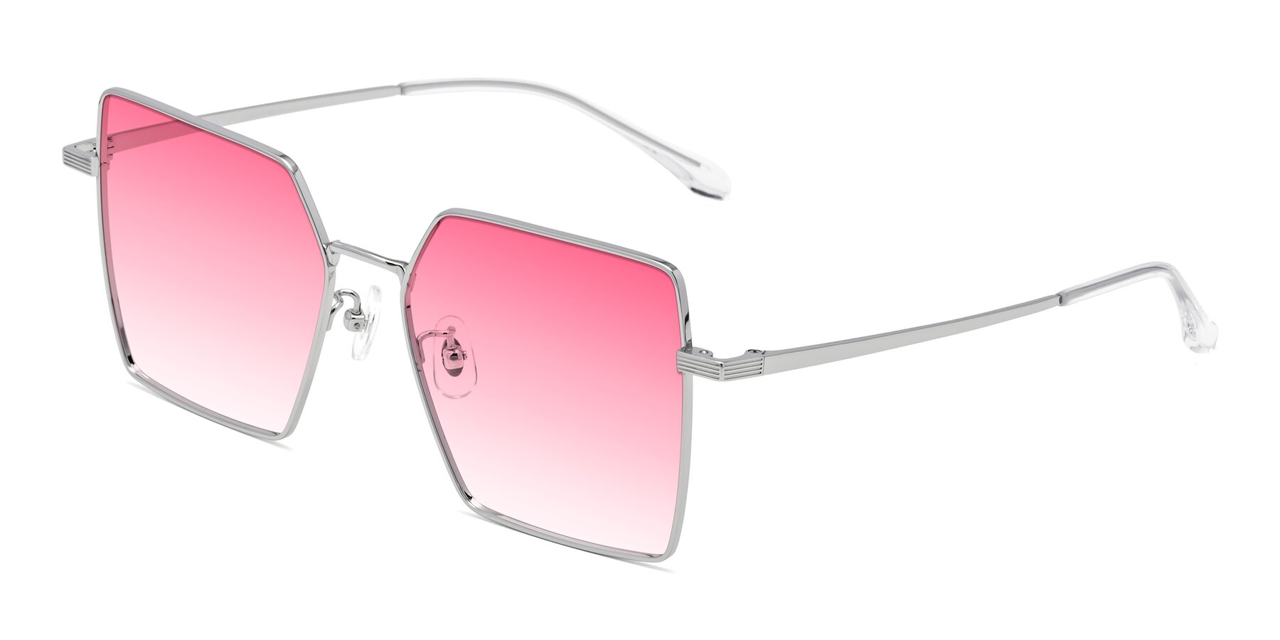 Angle of La Villa in Silver with Pink Gradient Lenses