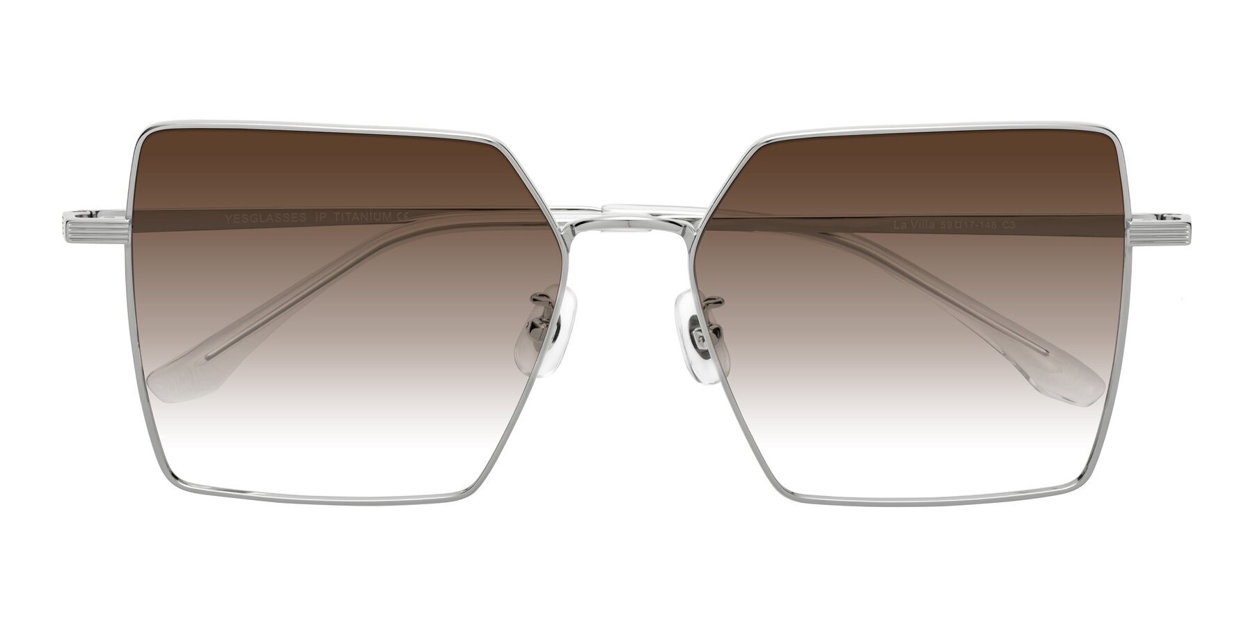 Folded Front of La Villa in Silver with Brown Gradient Lenses